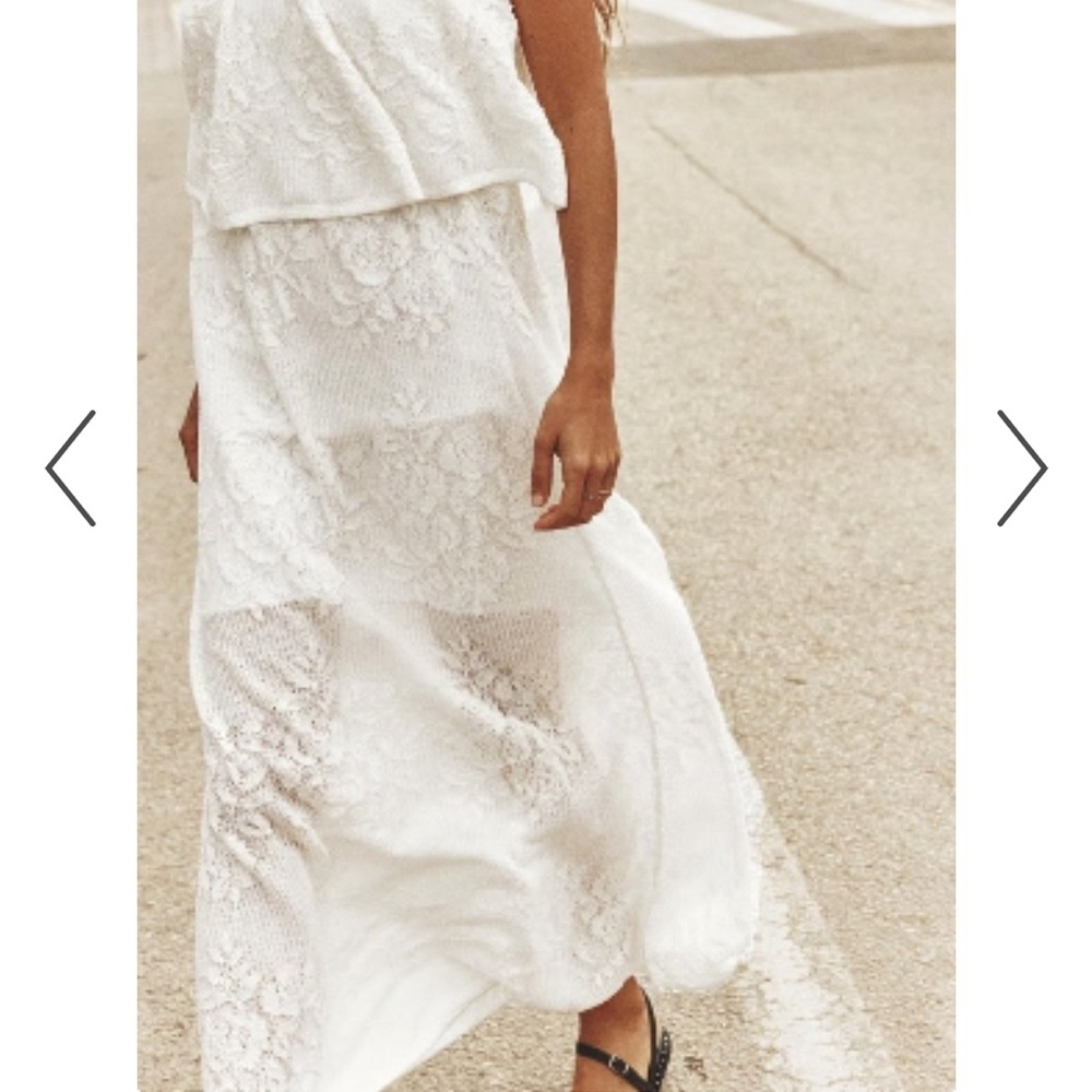 Zara strapless Elegant White Lace Maxi Dress xs”new”